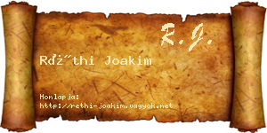 Réthi Joakim névjegykártya